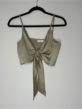 The Blossom Apparel Olive Tie-Front Cropped Cami